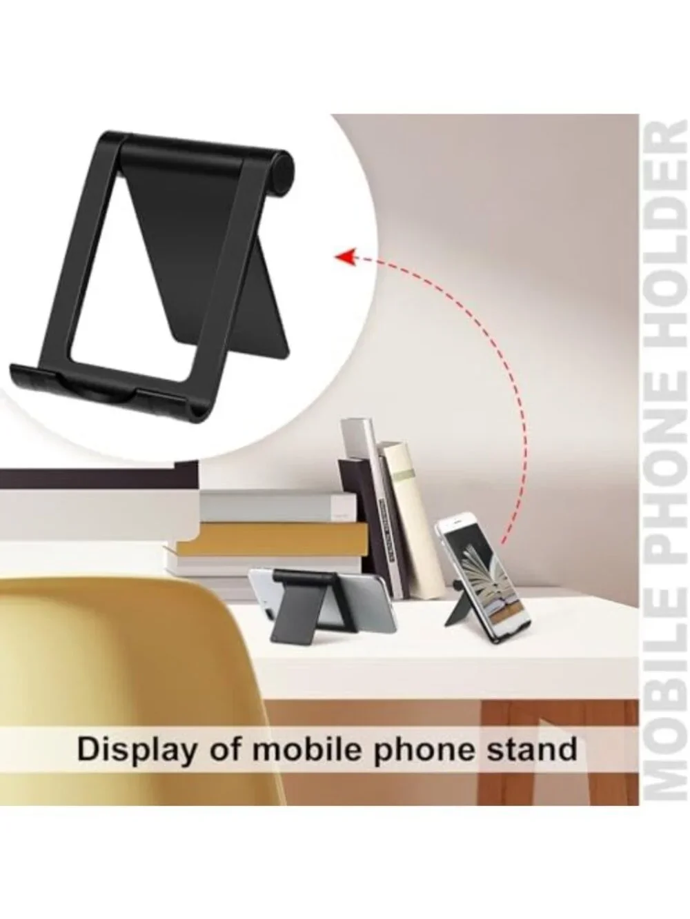 40 Pcs Adjustable Phone Stand for Mobile Phones & Tablets - Black, Multi-Angle